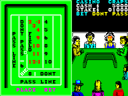 Monte Carlo Casino (ZX Spectrum) screenshot: A few bets later and I try 'Field Bet'