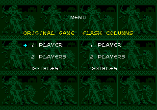 Columns (Genesis) screenshot: Single player menu options screen 1.