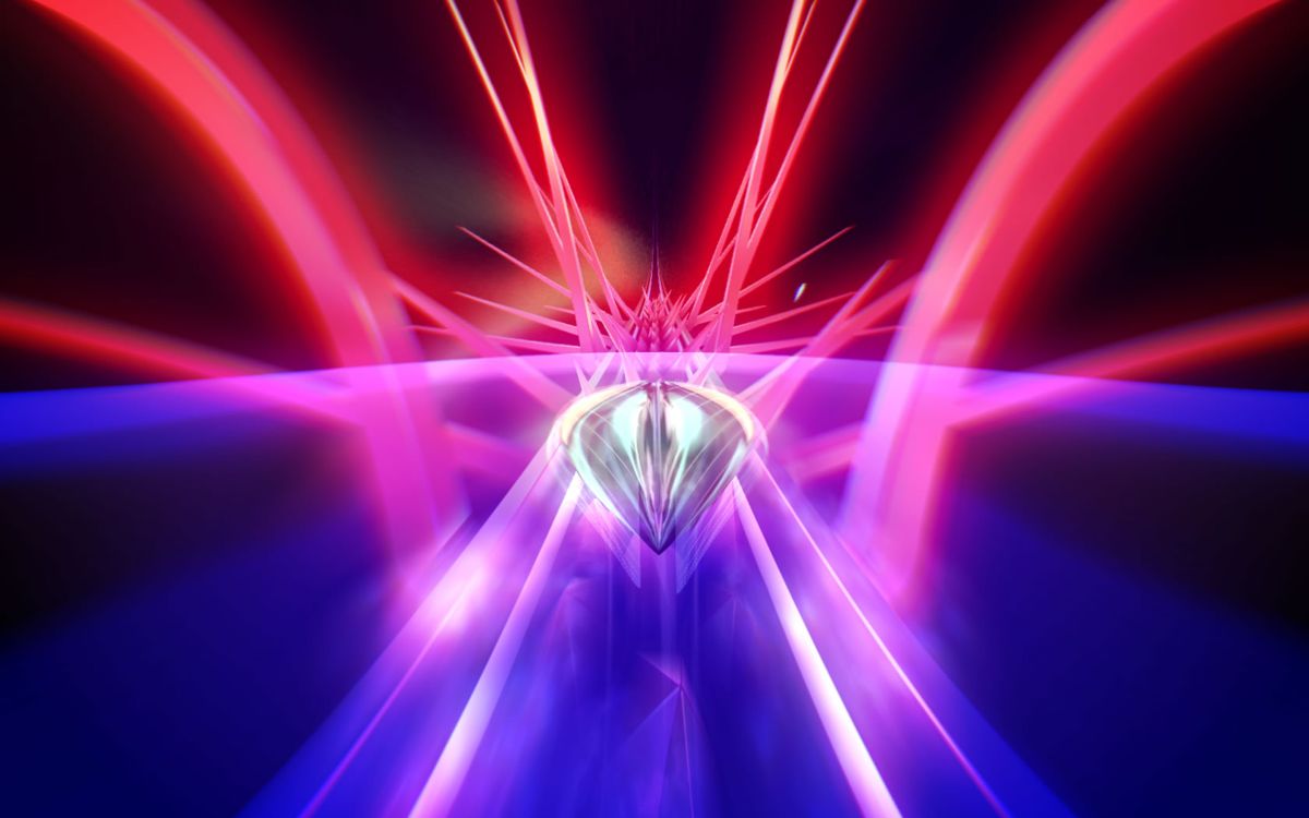 Thumper (Windows) screenshot: Jumping to clear an obstacle.