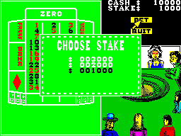 Monte Carlo Casino (ZX Spectrum) screenshot: After choosing 'Bet' the next option is to select the stake