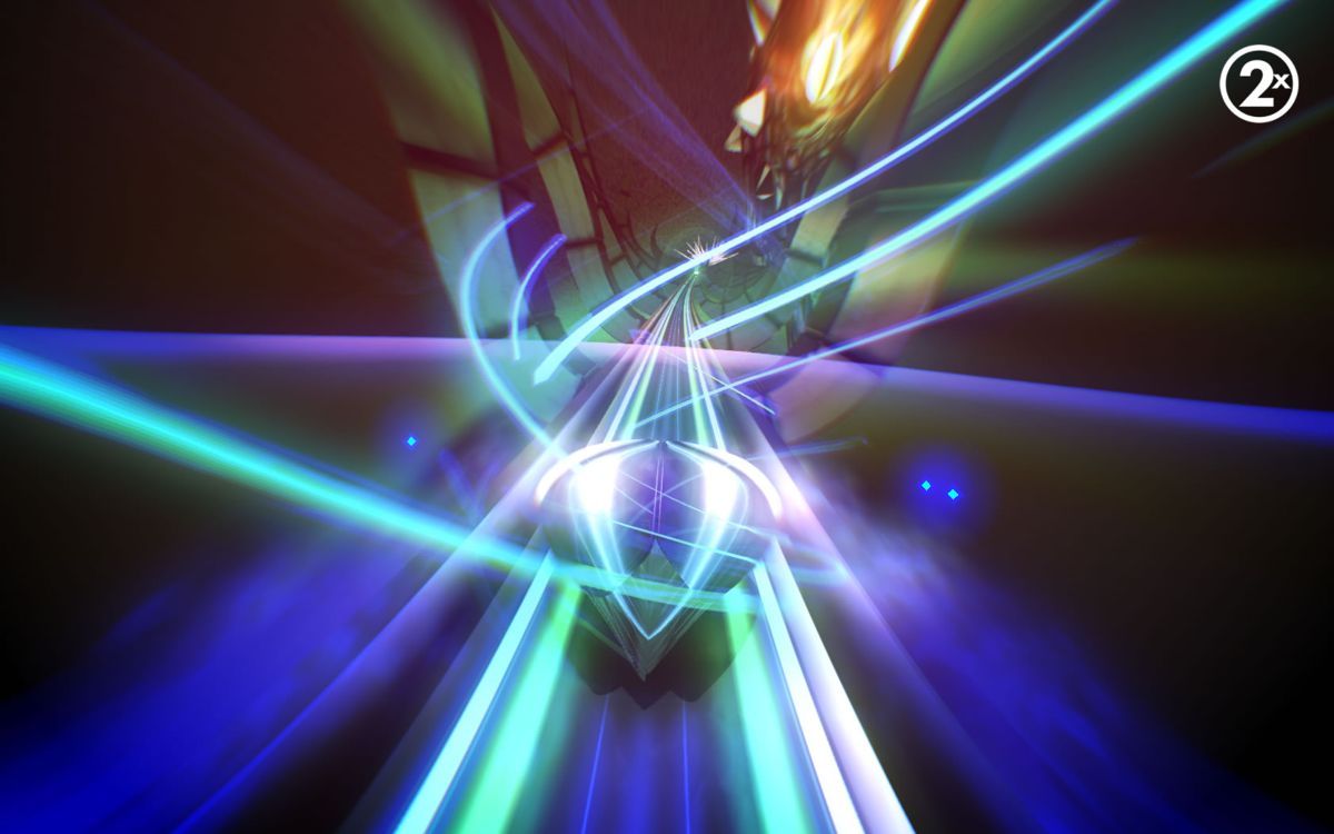 Thumper (Windows) screenshot: Collecting small orbs.