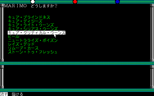 Champions of Krynn (PC-98) screenshot: Temple menu