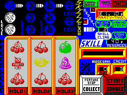 Fruit Machine Simulator (ZX Spectrum) screenshot: Didn't manage to stop the lights at the top so I lost.