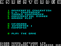 Knight Rider (ZX Spectrum) screenshot: Game start screen