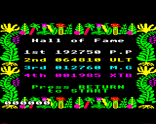 Sabre Wulf (BBC Micro) screenshot: Combined Title and High score page