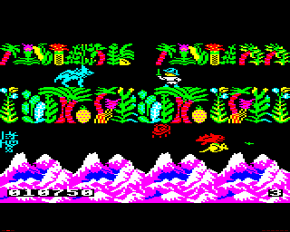 Sabre Wulf (BBC Micro) screenshot: The legendary Sabre Wulf patrols the bottom of the map. Indestructible and unaffected by your sword. Best to just run.