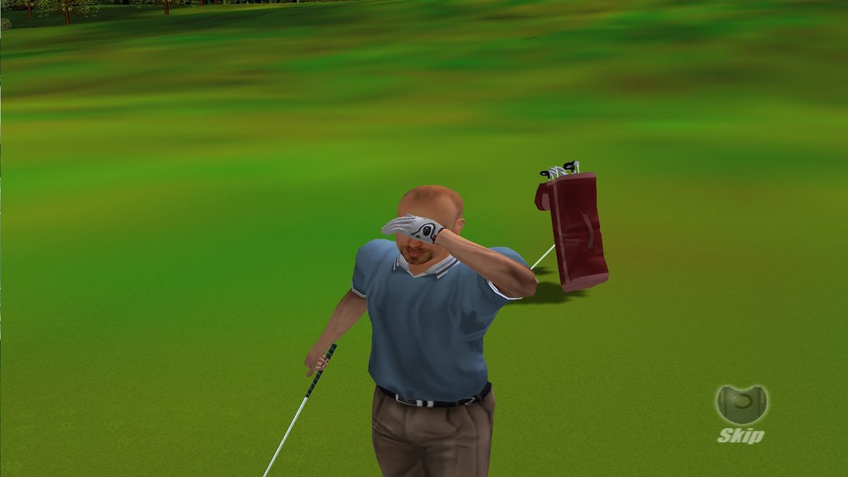 Real World Golf (Windows) screenshot: After each shot there may be a short animation either showing the golfer express some emotion, the ball in flight, etc. These can be skipped by pressing the foot pedal