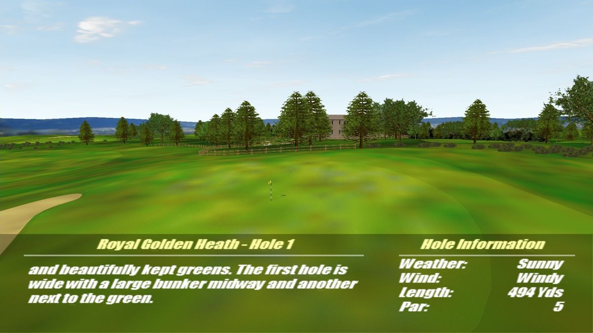 Real World Golf (Windows) screenshot: Each hole is preceded by a quick flyby and a summary