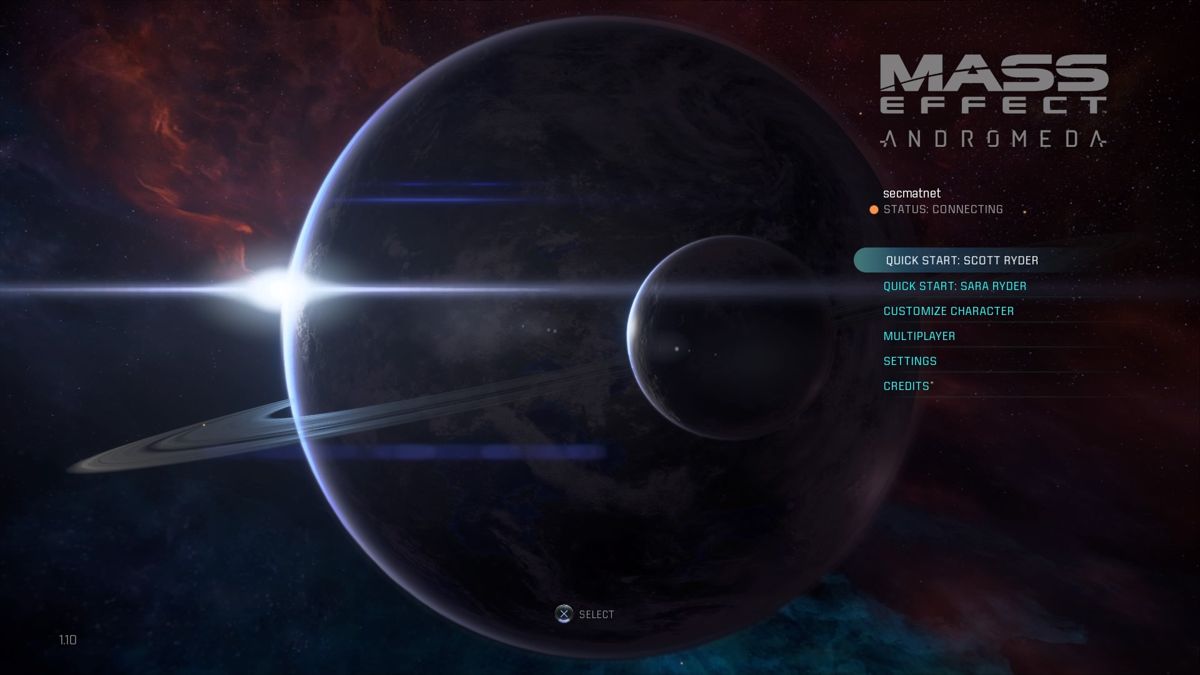 Mass Effect: Andromeda (PlayStation 4) screenshot: Main menu