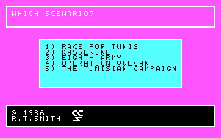Vulcan: The Tunisian Campaign (DOS) screenshot: Select the scenario
