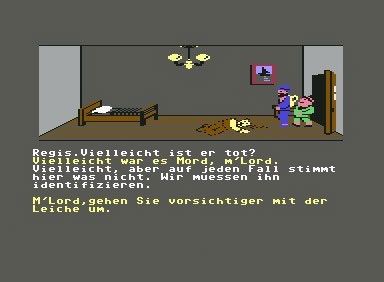 Murder on the Mississippi (Commodore 64) screenshot: We found a dead body! - German Version