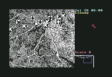 Patton vs Rommel (Commodore 64) screenshot: Arrows show move phase