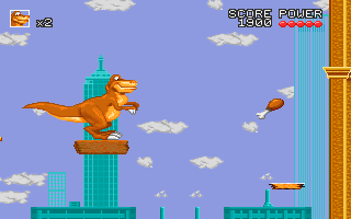 We're Back!: A Dinosaur's Story (DOS) screenshot: On a moving platform