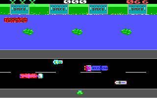 Toad Road (DOS) screenshot: Our green hero braces itself for the journey
