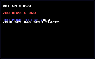 Grayhound Racer (DOS) screenshot: Betting it all