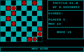 Tactile (DOS) screenshot: By move 18, I've been soundly thrashed