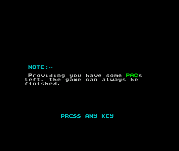 The Bounty Hunter (ZX Spectrum) screenshot: A piece of friendly advice