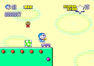 Doraemon: Yume Dorobō to 7-nin no Gozans (Genesis) screenshot: Jumping onto a spring