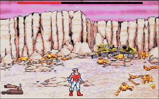 CyberGenic Ranger: Secret of the Seventh Planet (DOS) screenshot: Picking up a salt shooter at Denges Moon