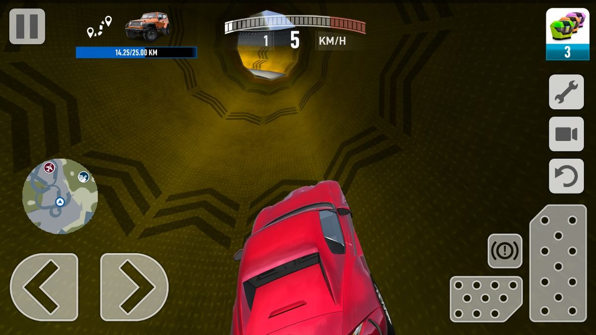 Real Car Driving Experience (Android) screenshot: This car is not made for driving like this