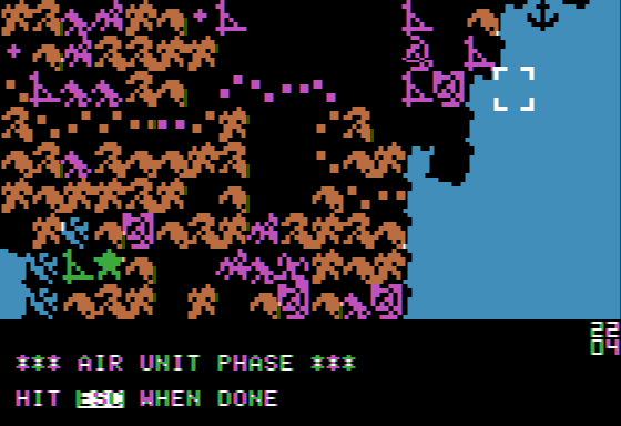 Gulf Strike (Apple II) screenshot: Two battle phases first Air then Ground combat