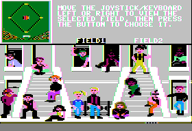 Street Sports Baseball (Apple II) screenshot: Choose the field to play on.