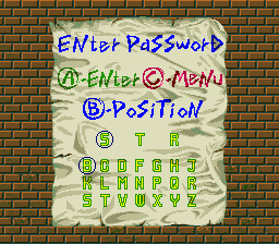 Pac-Attack (Genesis) screenshot: Password screen for the puzzle mode