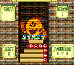 Pac-Attack (Genesis) screenshot: Puzzle mode stage 1