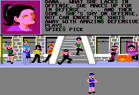 Street Sports Soccer (Apple II) screenshot: Dana's profile.