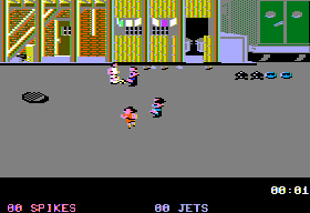 Street Sports Soccer (Apple II) screenshot: Field 1 - In game play.