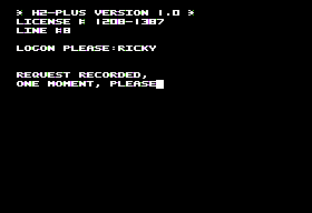 Hacker II: The Doomsday Papers (Apple II) screenshot: Log in please.