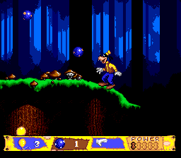 Goofy's Hysterical History Tour (Genesis) screenshot: These blue balls can be collected which can then be used to throw at enemies