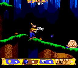 Goofy's Hysterical History Tour (Genesis) screenshot: Throwing a blue ball