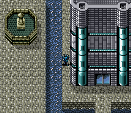 Cyber Knight II: Chikyū Teikoku no Yabō (SNES) screenshot: Approaching a hostile territory...