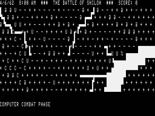 The Battle of Shiloh (TRS-80) screenshot: Computer starting combat phase