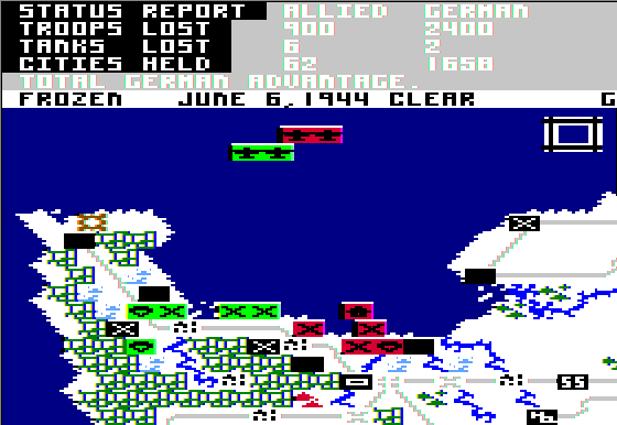 Crusade in Europe (Apple II) screenshot: D-Day 128k Version (daytime)