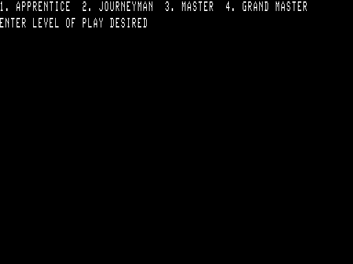 Santa Paravia and Fiumaccio (TRS-80) screenshot: Diffuculty level