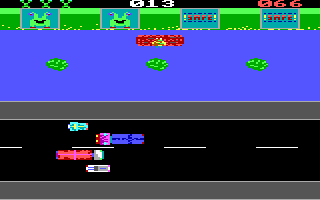 Toad Road (DOS) screenshot: Can't trust these logs to carry you - you gotta walk sideways yourself!