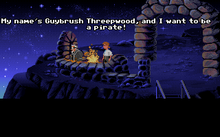 The Secret of Monkey Island (DOS) screenshot: Any Monkey Island fan should know this line by heart...