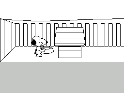 Snoopy: The Cool Computer Game (ZX Spectrum) screenshot: Pressing 'FIRE' causes Snoopy to use the object he's holding, in this case he ate the food
