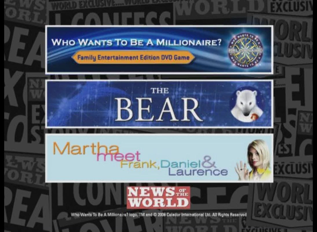 Who Wants To Be A Millionaire: Family Entertainment Edition (DVD Player) screenshot: A playable demo of the game was available on The News of the World's 'Biggest Christmas DVD Giveaway EVER!' (2006)