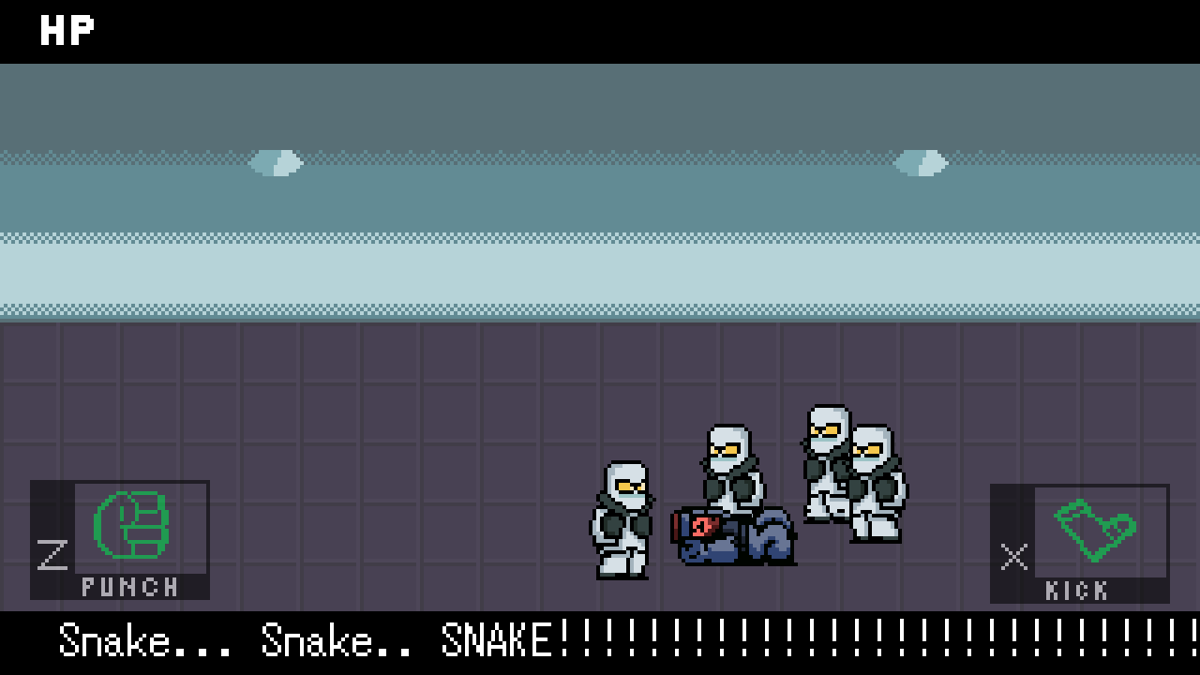 Shadow Moses Smackdown (Windows) screenshot: Snake? Snake...? SNAAAKE!!!