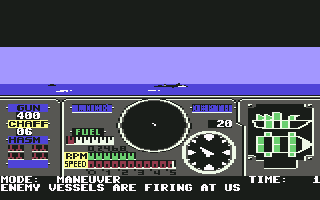 PHM Pegasus (Commodore 64) screenshot: The enemy fires at us.