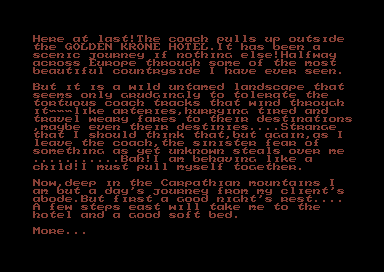 Dracula (Commodore 64) screenshot: Starting chapter 1