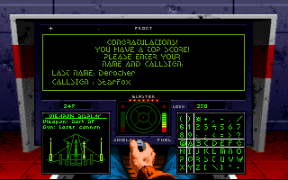 Dangerous Streets / Wing Commander (Amiga CD32) screenshot: Wing Commander: Entering your name and callsign (AGA)