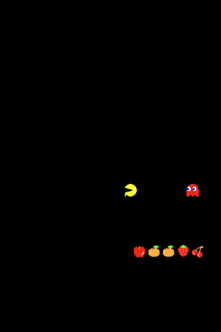 Pac-Man (iPhone) screenshot: Run, Pac-Man ... wait, why is he running, he's Pac-Man!!