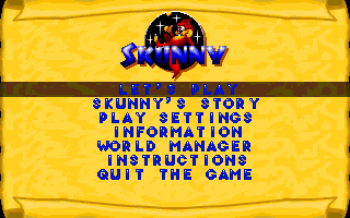 Skunny: Special Edition (DOS) screenshot: Main menu
