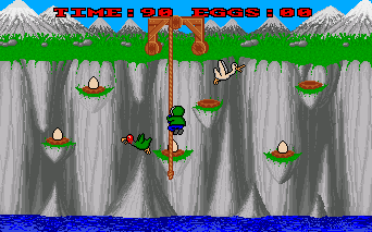 Eskimo Games (Amiga) screenshot: Egg collecting.