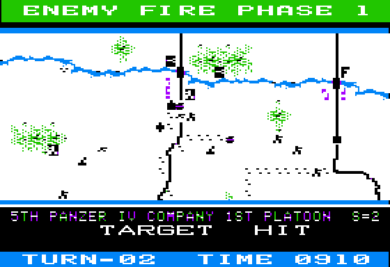 Panzer Grenadier (Apple II) screenshot: Starting to encounter enemy fire