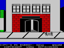 Ghostbusters (ZX Spectrum) screenshot: A packed "Slimer" ready to be baked. (48K)